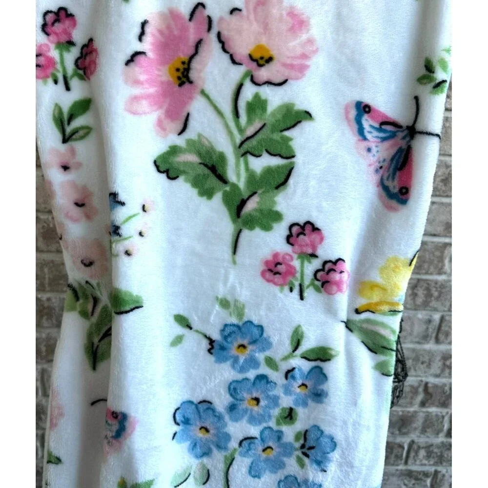 Studio Curate Plush Throw Butterflies Flowers 50 x 70 inch Floral Blanket NWT